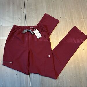 Figs High Waisted Dowa Burgundy Scrub Pants XXS/T tall
